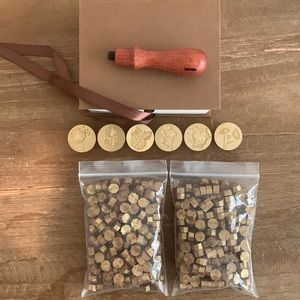 Wax seal stamp and 2 bags of wax